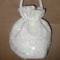 Vintage White Beaded Drawstring Purse