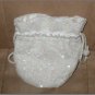 Vintage White Beaded Drawstring Purse