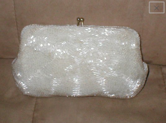 1950's Vintage off-white Bugle Beaded Purse