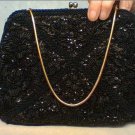 Vintage 1960's WALBORG Black Beaded Evening Bag Purse