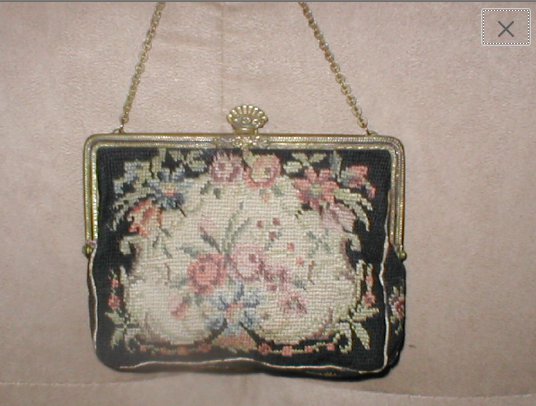 Antique 1920's PETIT-POINT Tapestry Evening Purse
