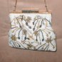 1940's Vintage White Gold & Bronze Beaded Evening Purse
