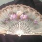 Vintage 1960's hand painted Hand Fan with Lace made in SPAIN Signed