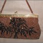 1950's Vintage LARGE Copper Beaded Evening Bag Purse