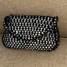 circa 1920 Vintage Black Evening Purse covered in prong-set Rhinestones