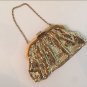Vintage 1950's Whiting & Davis GOLD Metal-Mesh Evening Purse with Rhinestone Cla
