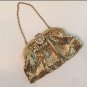 Vintage 1950's Whiting & Davis GOLD Metal-Mesh Evening Purse with Rhinestone Cla