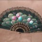 Vintage 1960's hand painted Folding Fan with Lace made in SPAIN