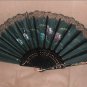 Vintage 1960's hand painted Folding Fan with Lace made in SPAIN