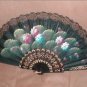 Vintage 1960's hand painted Folding Fan with Lace made in SPAIN