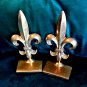 Vintage Brass "Fleur De Lis" Bookends by Andrea Sadek