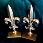 Vintage Brass "Fleur De Lis" Bookends by Andrea Sadek