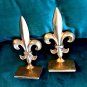 Vintage Brass "Fleur De Lis" Bookends by Andrea Sadek