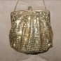 Vintage 1930's Whiting & Davis Gold Metal Mesh Evening Purse w/ Filigree Frame