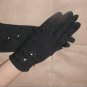 Vintage 1940's Beaded Black Cotton Dress Gloves