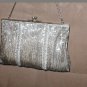 Vintage 1940's SILVER Beaded Evening Purse