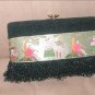 RARE Antique 1930's Tapestry & Black Beaded Evening Clutch Purse by CHARBET