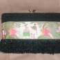 RARE Antique 1930's Tapestry & Black Beaded Evening Clutch Purse by CHARBET