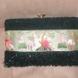 RARE Antique 1930's Tapestry & Black Beaded Evening Clutch Purse by CHARBET