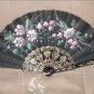 Vintage 1950's signed Hand Painted Linen Folding Fan