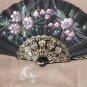 Vintage 1950's signed Hand Painted Linen Folding Fan