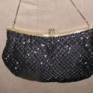 Vintage 1950's WALBORG Black Beaded Evening Bag Purse
