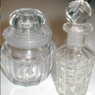 TWO Vintage Clear Crystal Perfume Bottles