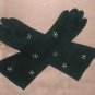 Vintage 1940's Black Rhinestone Beaded Cotton Gloves