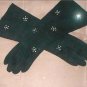 Vintage 1940's Black Rhinestone Beaded Cotton Gloves