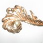 Vintage 1960's signed JUDY LEE Large Feather with Pearl Pin Brooch