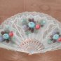 HUGE Vintage Hand Painted Folding Fan with Lace