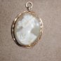 Antique Vintage 1910's Carved Shell Cameo Brooch Pendant 10k gold