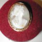 Antique Vintage 1910's Carved Shell Cameo Brooch Pendant 10k gold