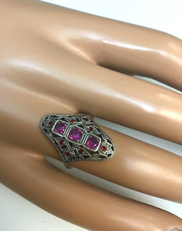 Vintage Sterling Silver Ruby Ring size 6