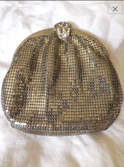Vintage 1940's Silver Metal Mesh Purse w/ rhinestone clasp