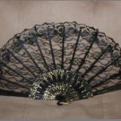 Vintage BLACK Lace Folding Fan