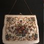 Vintage Needlepoint Tapestry Purse with White Beading
