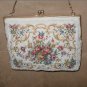 Vintage Needlepoint Tapestry Purse with White Beading