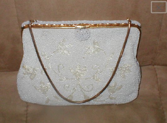 Vintage 1930's White Beaded Evening Purse made in France