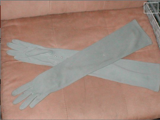 Vintage 1950's Khaki-Green Opera-length Long Gloves