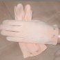 Vintage 1950;s Blush-Pink Cotton Gloves with Embroidered Pink Roses