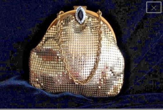 Vintage WHITING & DAVIS Gold Metal Mesh Evening Purse w/ Jewelled Clasp