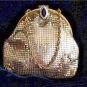 Vintage WHITING & DAVIS Gold Metal Mesh Evening Purse w/ Jewelled Clasp