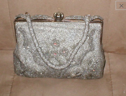 Vintage 1930's Pewter Beaded Evening Bag Purse