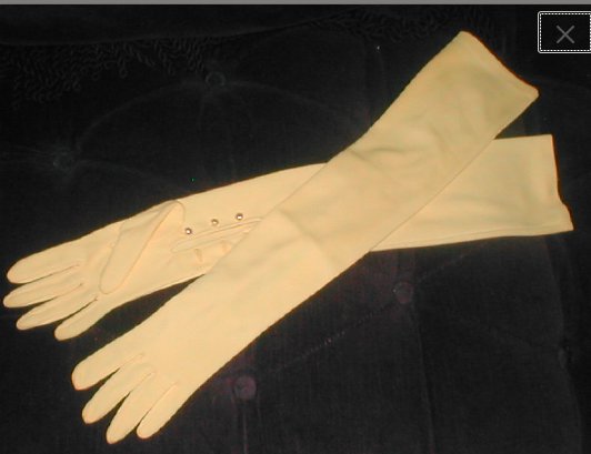 Vintage 1950's YELLOW Cotton opera-length Long Gloves