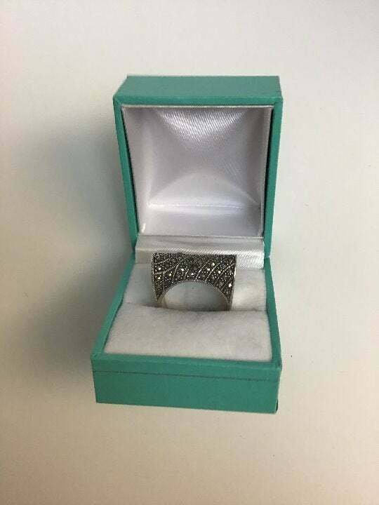 Vintage Sterling Silver Marcasite Domed Ring size 8