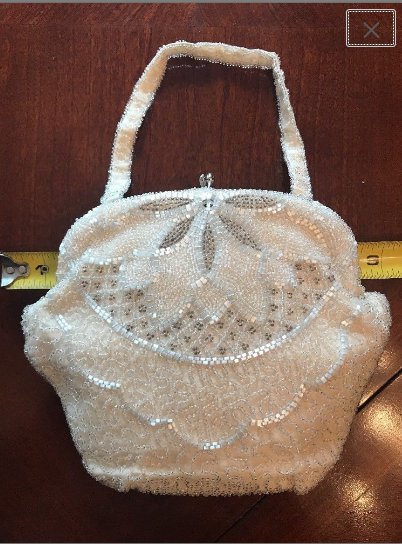 Vintage 1940's IVORY Beaded Evening Bag Purse