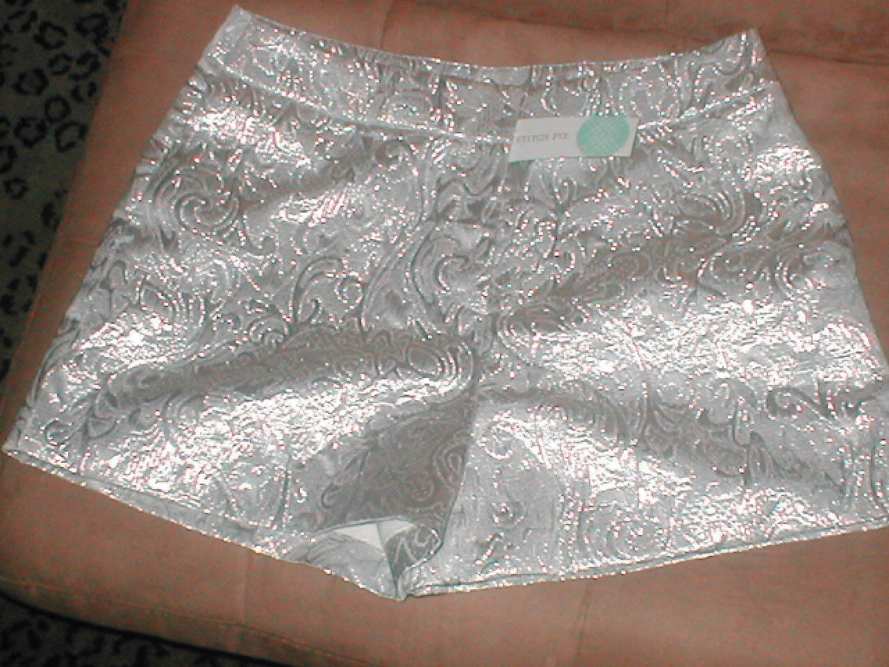 ONEMARKET Silver Brocade Booty Shorts Size M