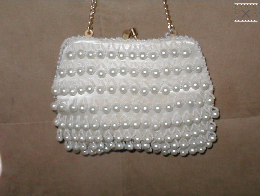 Vintage 1960's White Pearl Beaded Evening Bag Purse