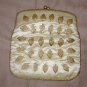 Vintage Cream Satin Gold Beaded Clutch Purse